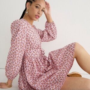 J.Crew V-neck cotton poplin mini dress in peony paisley Size 6